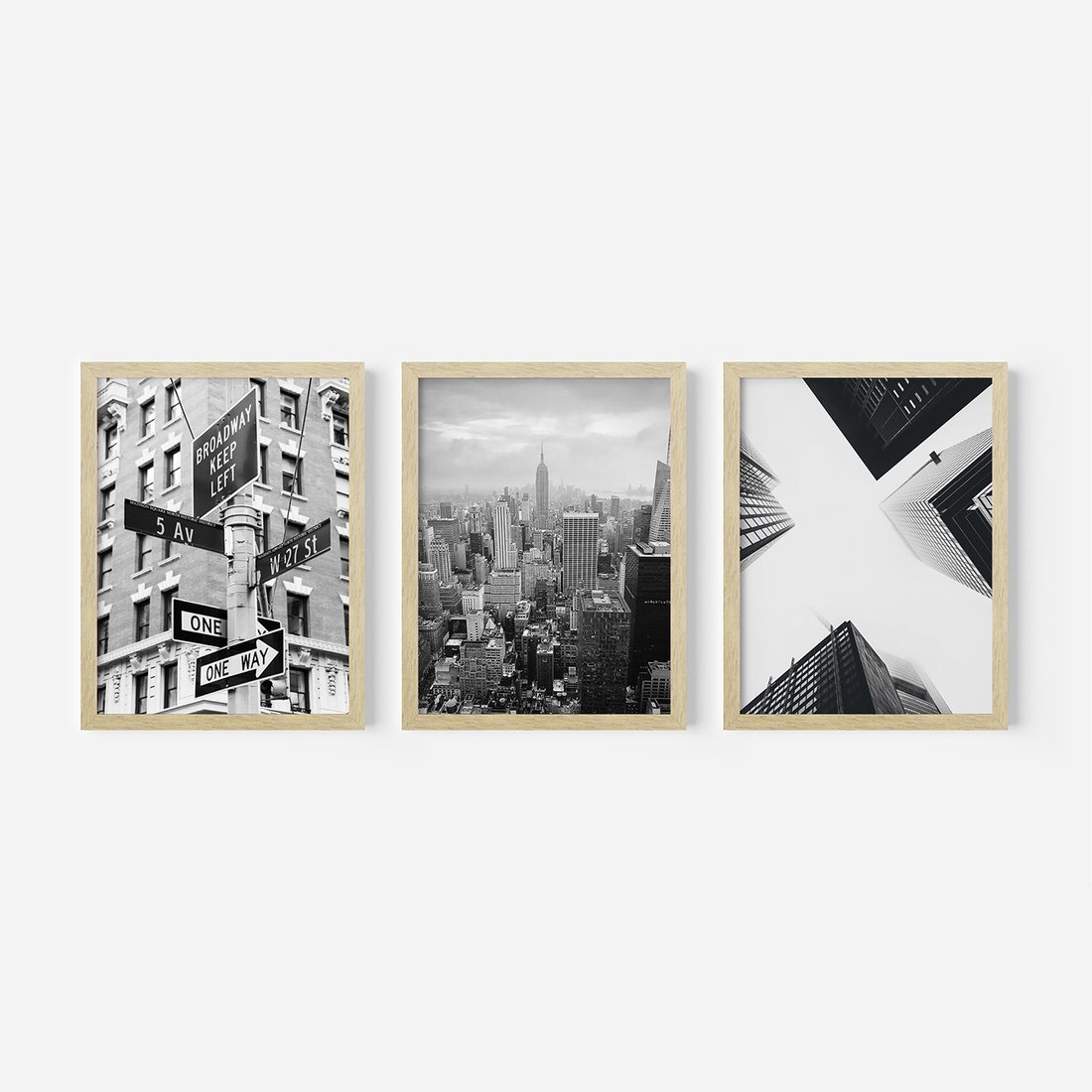 Zestaw obrazy w ramie, plakaty - miasto, architektura, budynki - rama drewno