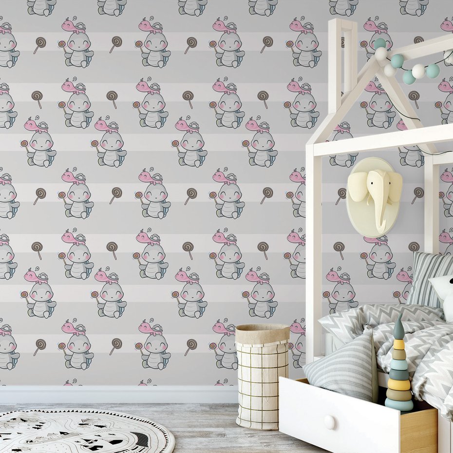 Tapeta - dziecięca, żółw, lizak,