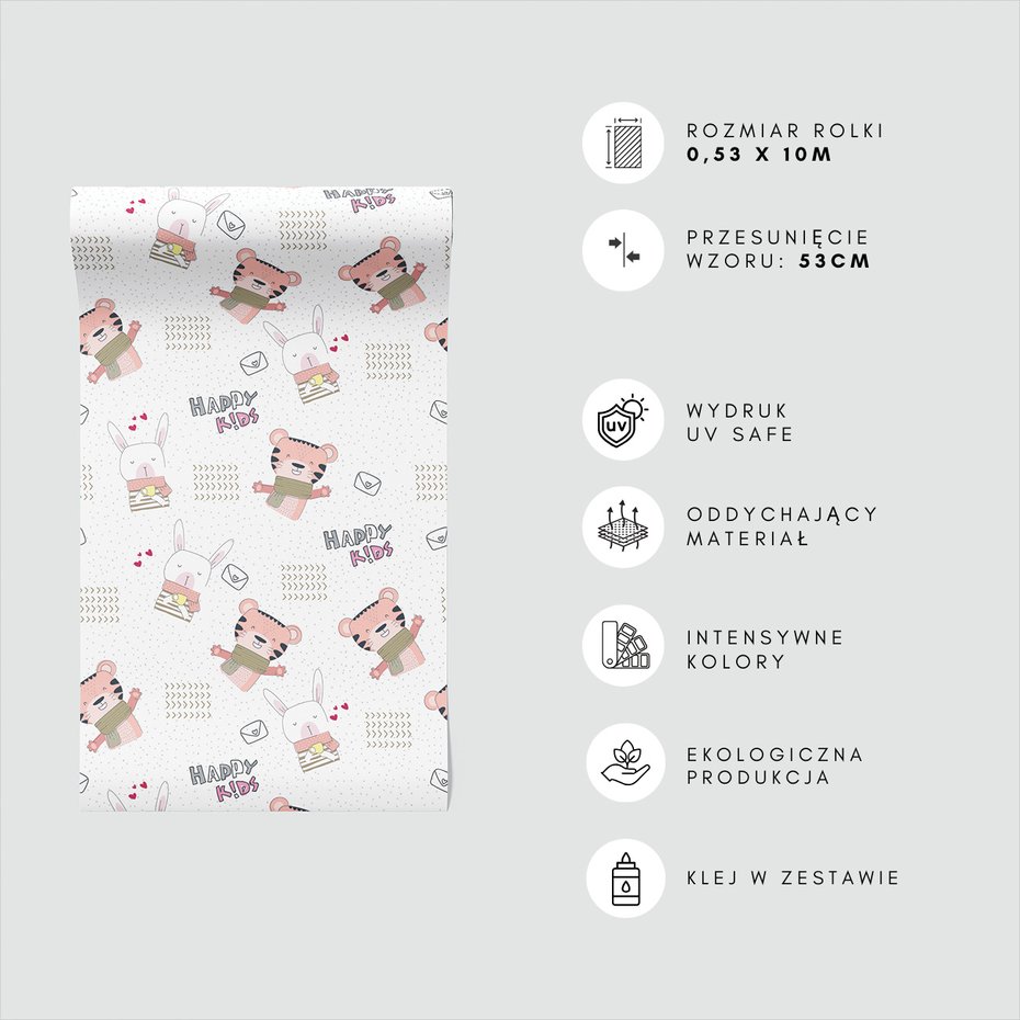 Tapeta - dziecięca, królik, tygrys,