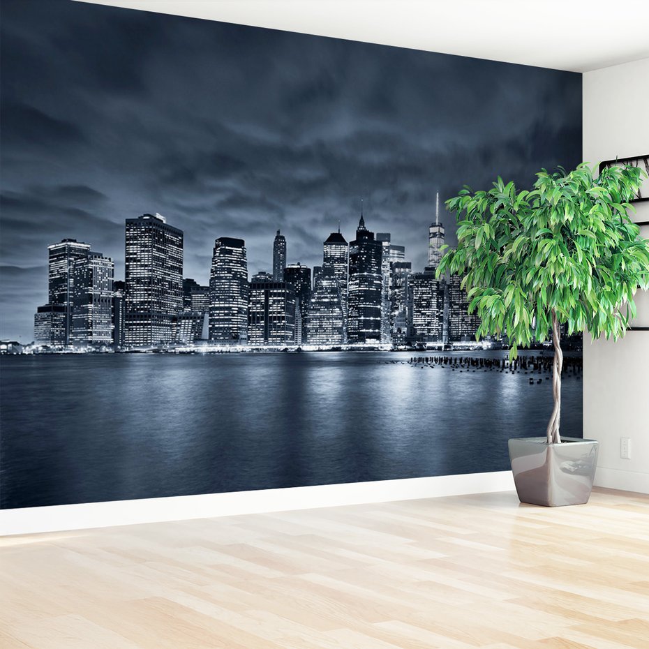 Fototapeta - miasto, noc, woda