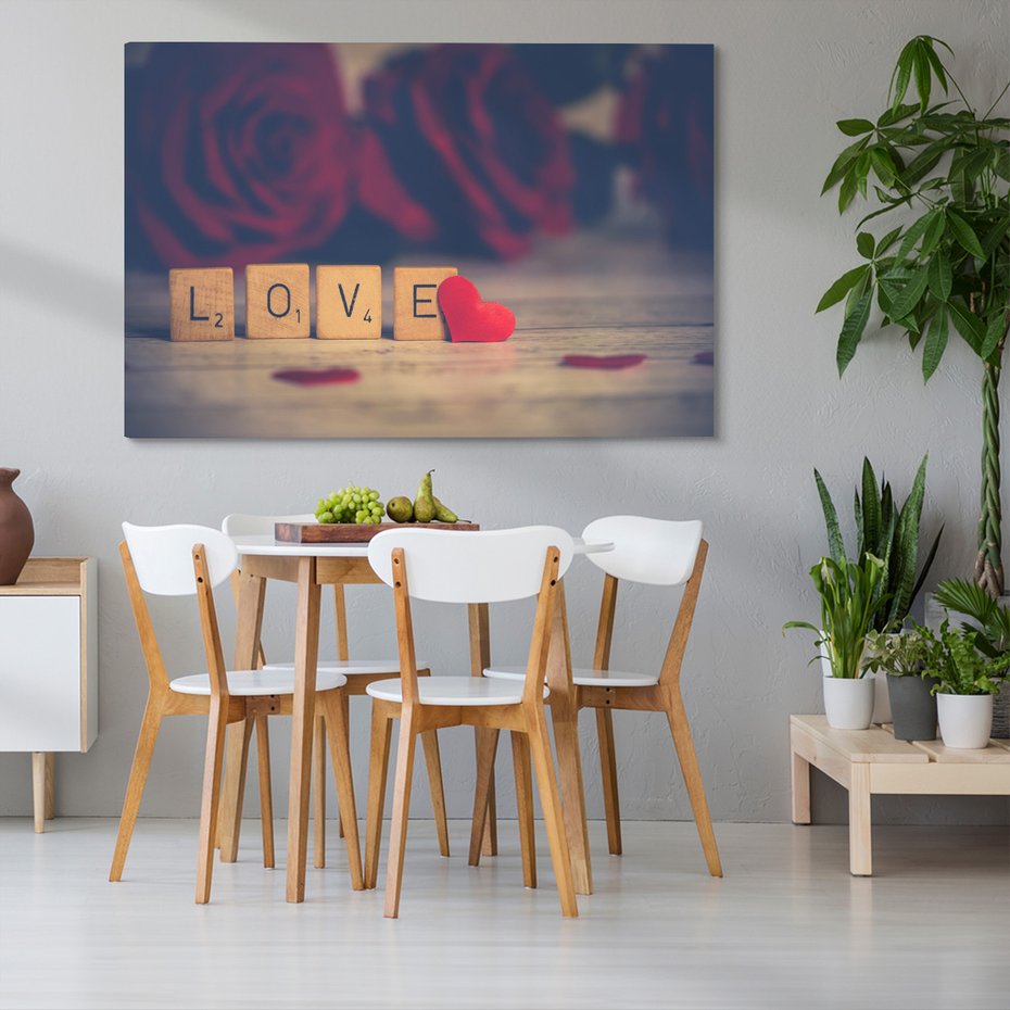 Obraz na płótnie - miłość, serce, róże