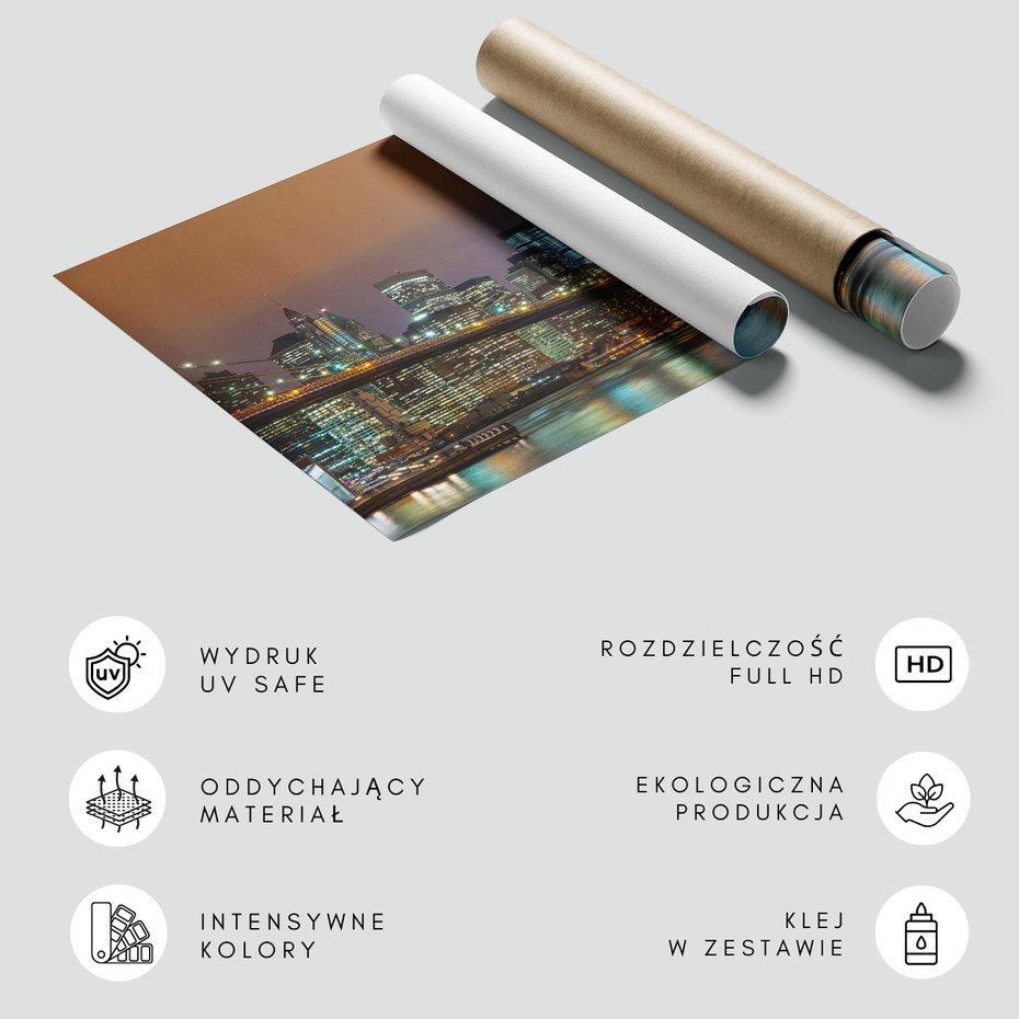 Fototapeta - miasto, most, noc