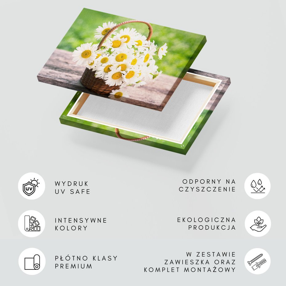 Obraz na płótnie - kwiaty, koszyk, natura