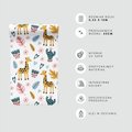 Tapeta - dziecięca, żyrafa, liście, kwiaty