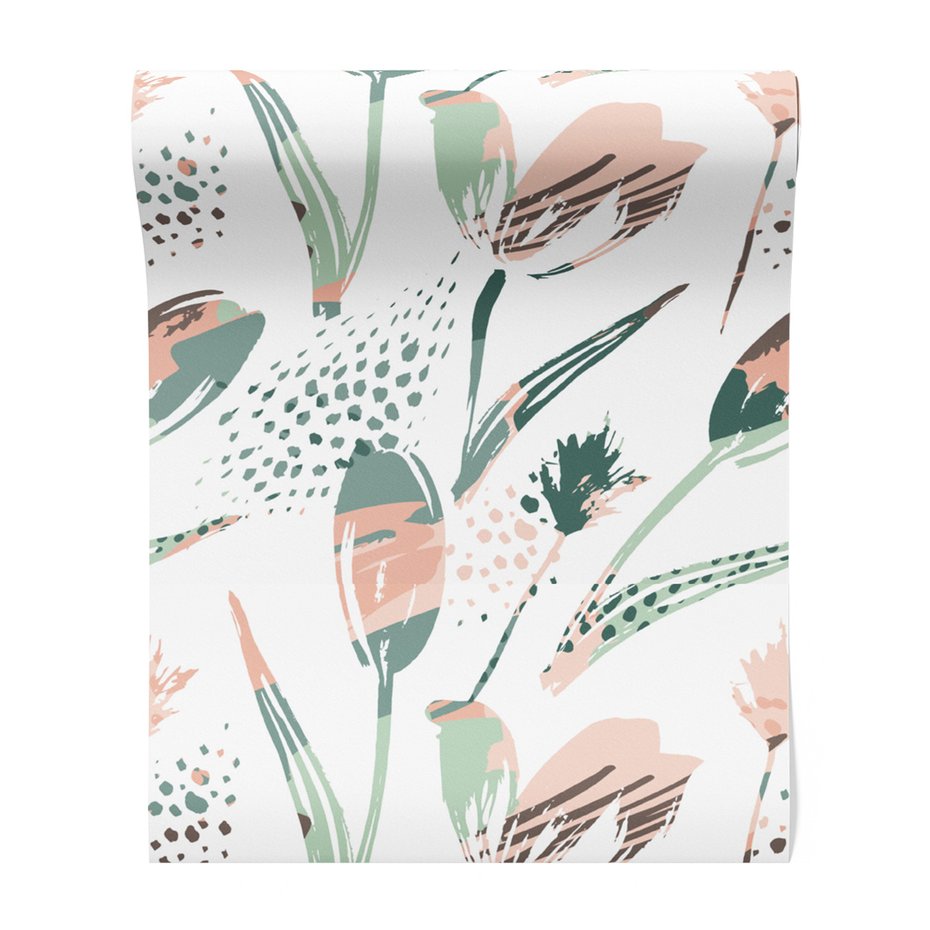 Tapeta - kwiaty, liście, abstrakcja