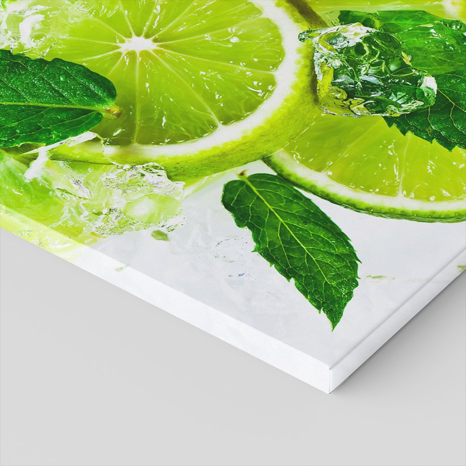Obraz na płótnie - limonka, mięta, lód