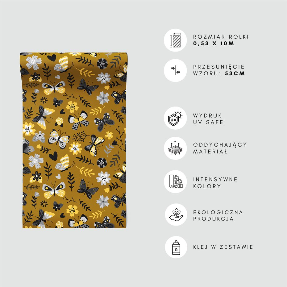 Tapeta - motyle, kwiaty, liście