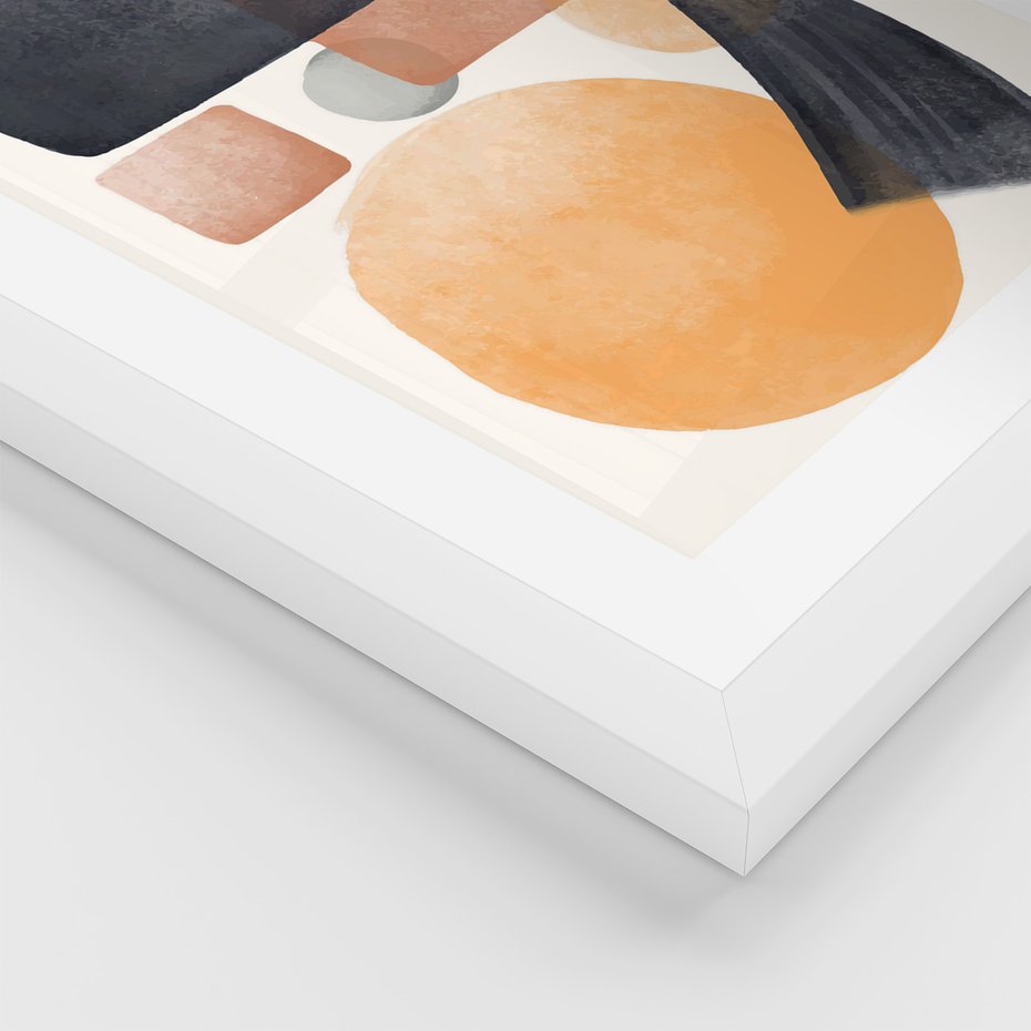 Zestaw obrazy w ramie, plakaty - abstrakcja, geometryczne, kształty - rama biała