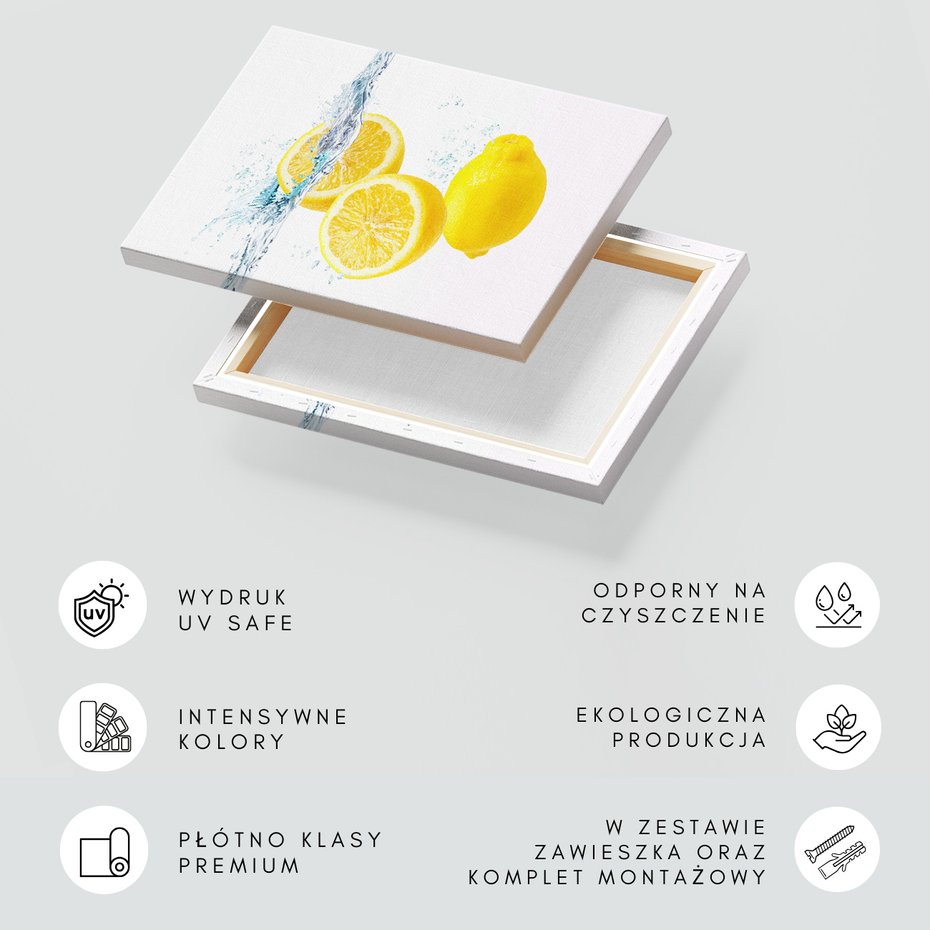 Obraz na płótnie - cytryny, woda, owoce