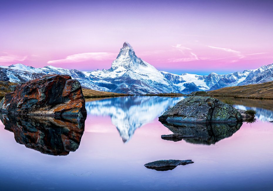 Fototapeta - góry, jezioro, odbicie