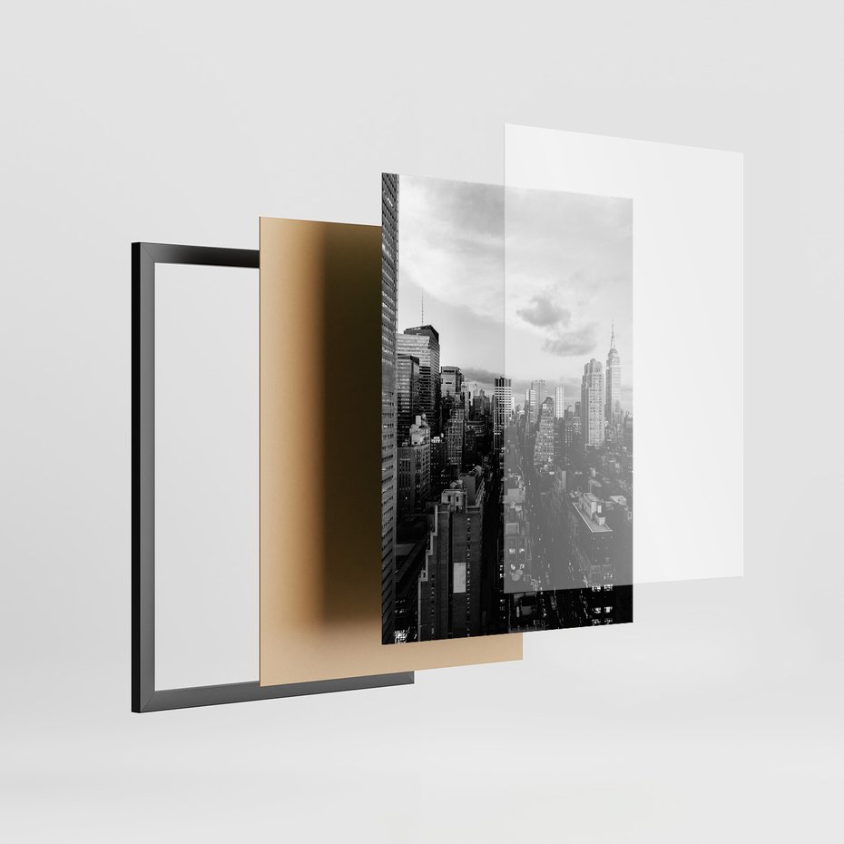 Zestaw obrazy w ramie, plakaty - miasto, budynki, most - rama czarna