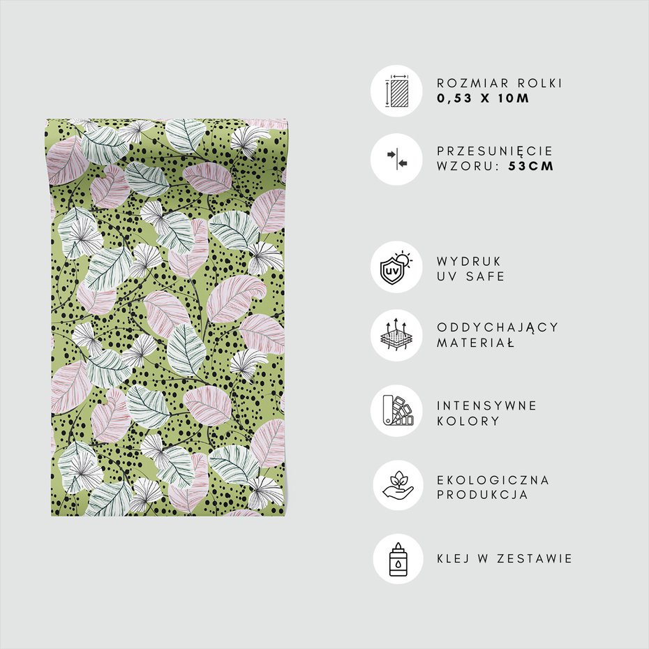 Tapeta - liście, kropki, gałązki