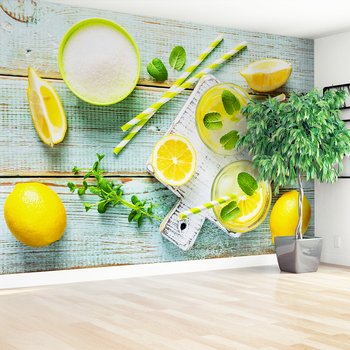 Fototapeta - cytryna, napój, mieta