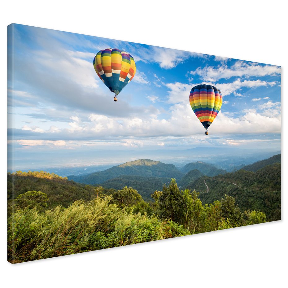 Obraz na płótnie - balony, góry, krajobraz