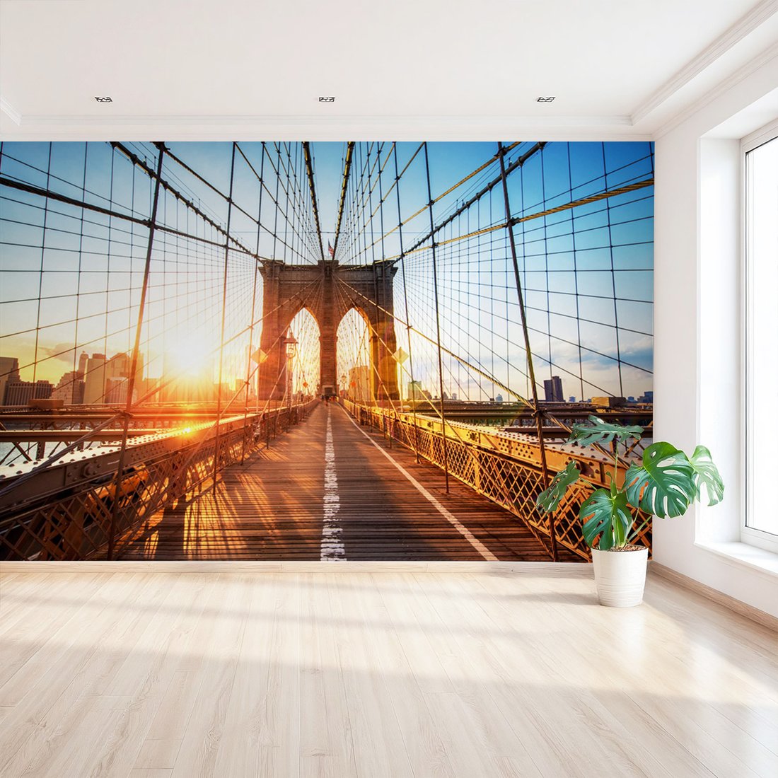 Fototapeta - most, miasto, wschód słońca