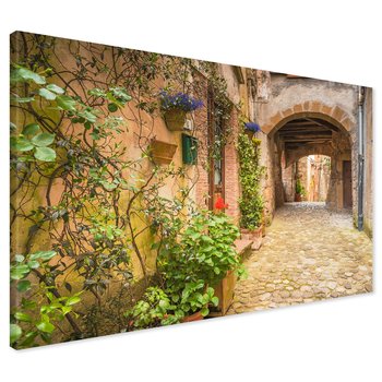 Obraz na płótnie - uliczka, kwiaty, kamień