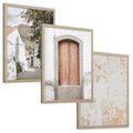 Zestaw obrazy w ramie, plakaty - ściana, drzwi, miasto - rama drewno