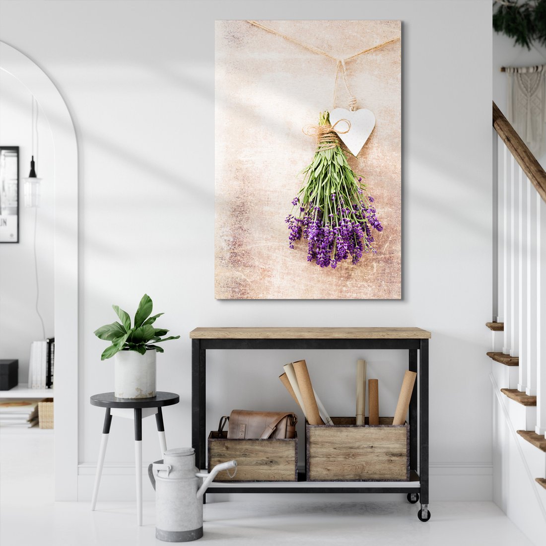 Obraz na płótnie - lawenda, kwiaty, serce