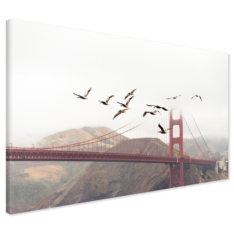 Obraz na płótnie - Most, Ptaki, Góry