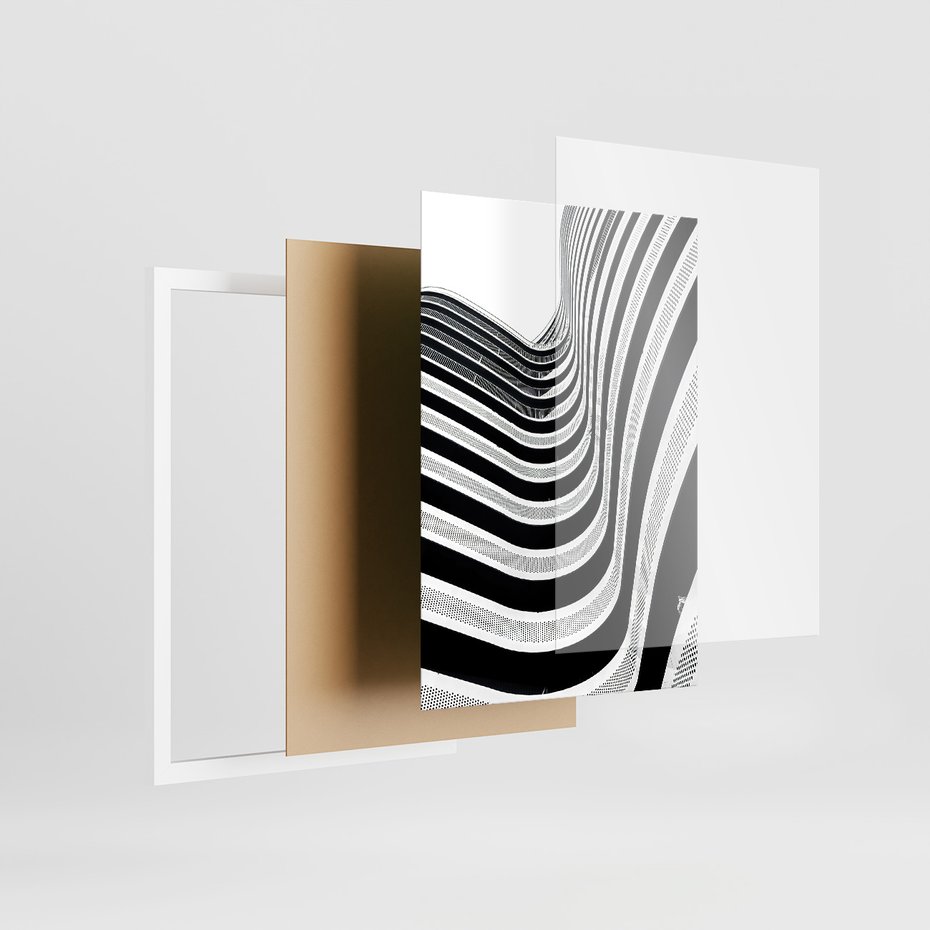 Zestaw obrazy w ramie, plakaty - struktura, schody, architektura - rama biała