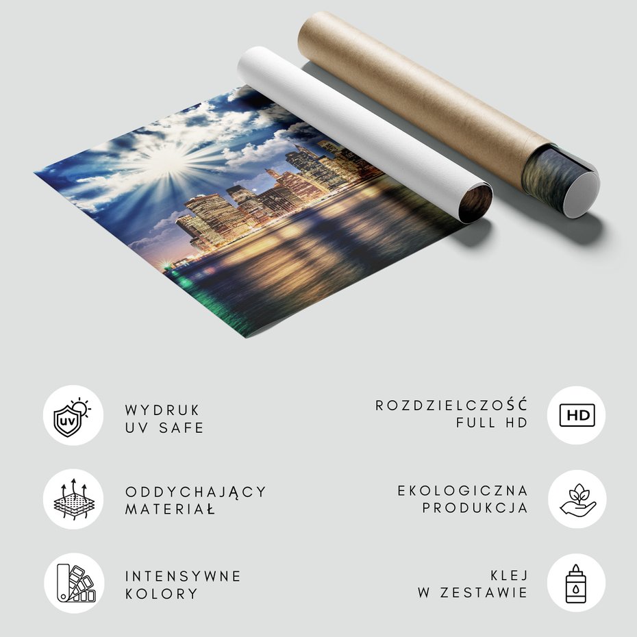 Fototapeta - miasto, noc, woda