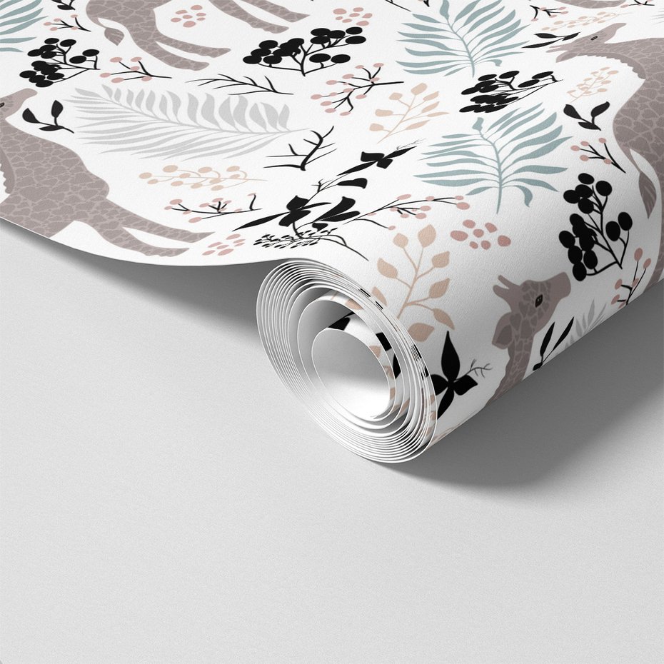 Tapeta - żyrafy, liście, jagody