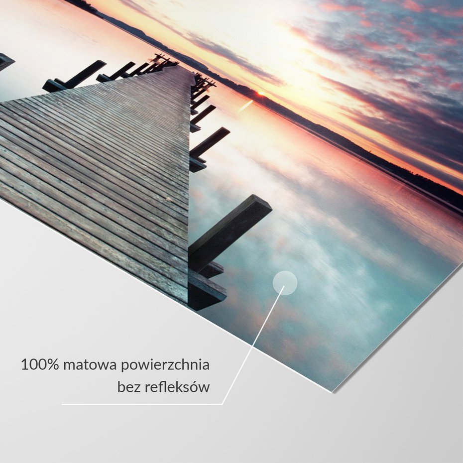 Fototapeta - jezioro, pomost, zachód słońca