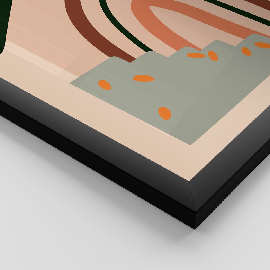 Zestaw obrazy w ramie, plakaty - abstrakcja, liście, rośliny - rama czarna