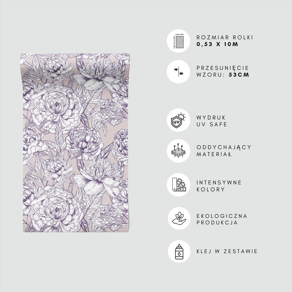 Tapeta - kwiaty, liście, rysunek