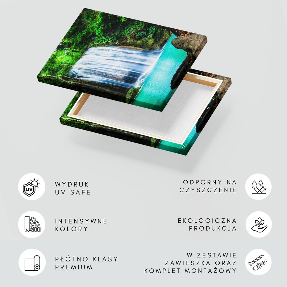 Obraz na płótnie - wodospad, natura, las