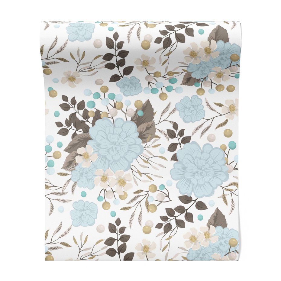 Tapeta - kwiaty, liście, gałązki