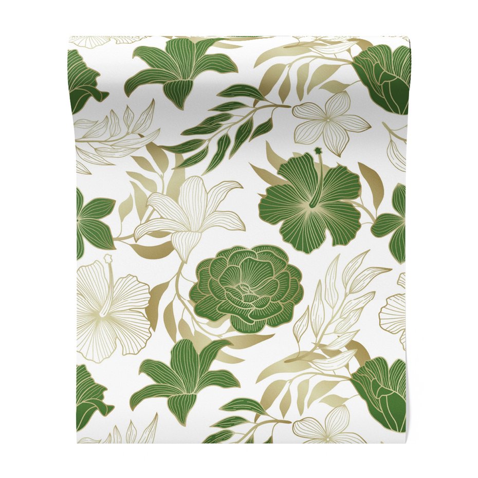 Tapeta - kwiaty, liście, wzór