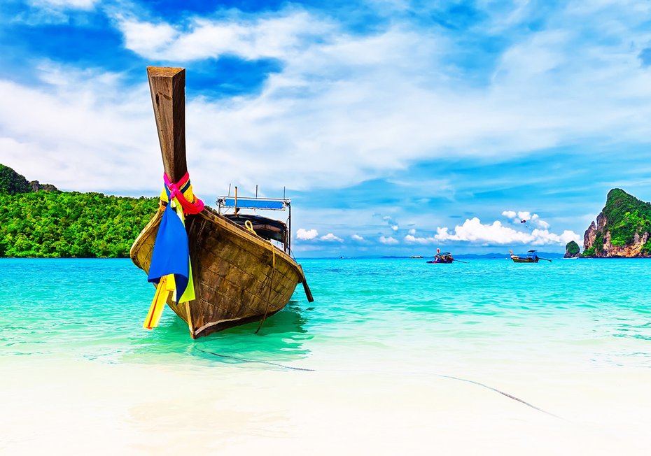 Fototapeta - łódź, plaża, morze