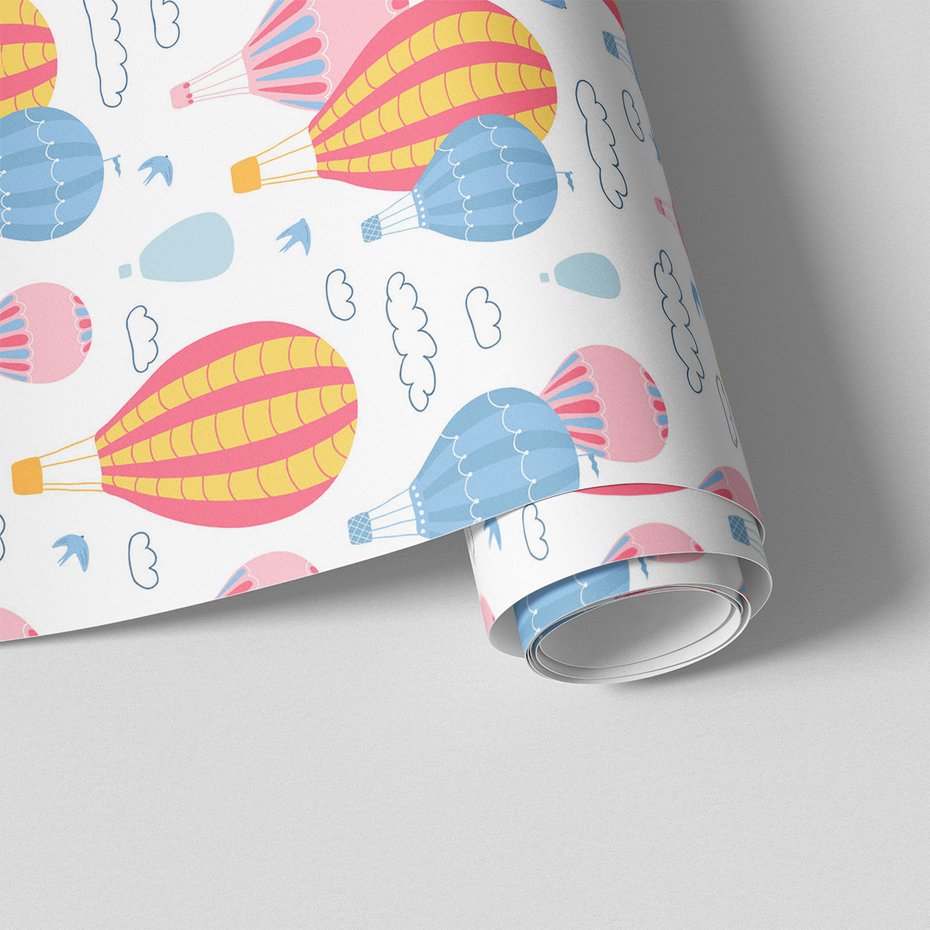 Tapeta - dziecięca, balony, chmury, ptaki