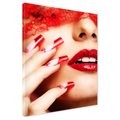 Obraz na płótnie - usta, paznokcie, czerwony