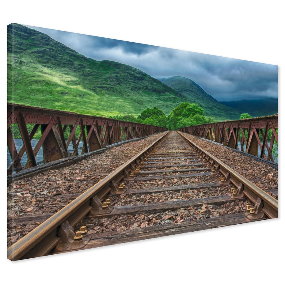 Obraz na płótnie - most, góry, tory