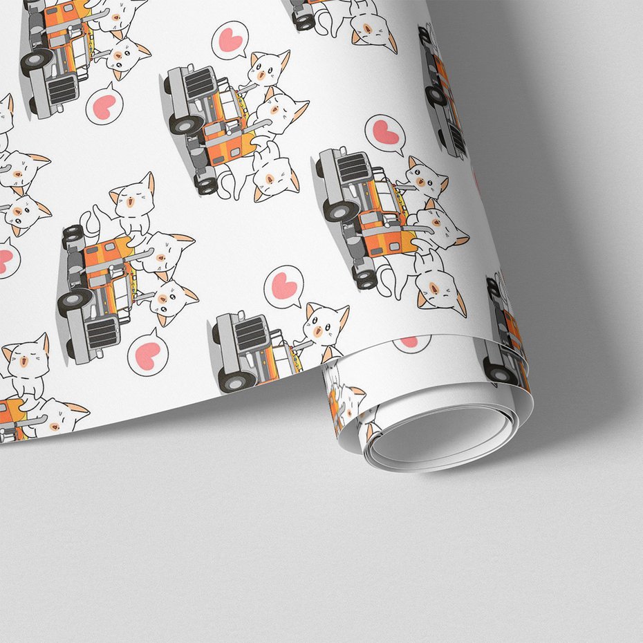 Tapeta - dziecięca, ciężarówka, koty,