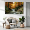 Obraz na płótnie - jesień, wodospad, las
