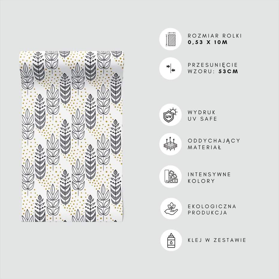 Tapeta - liście, kropki, abstrakcja