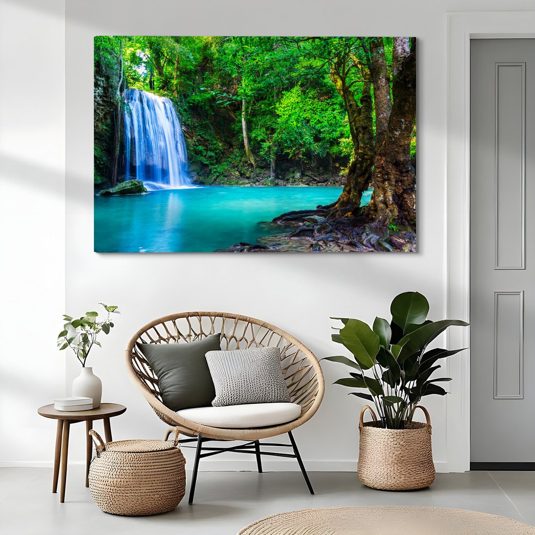 Obraz na płótnie - wodospad, las, woda