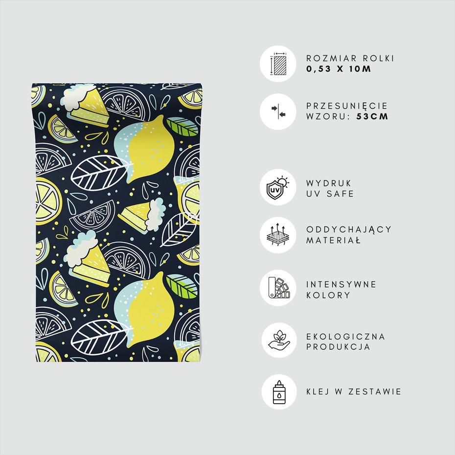 Tapeta - cytryny, ciasto, liście