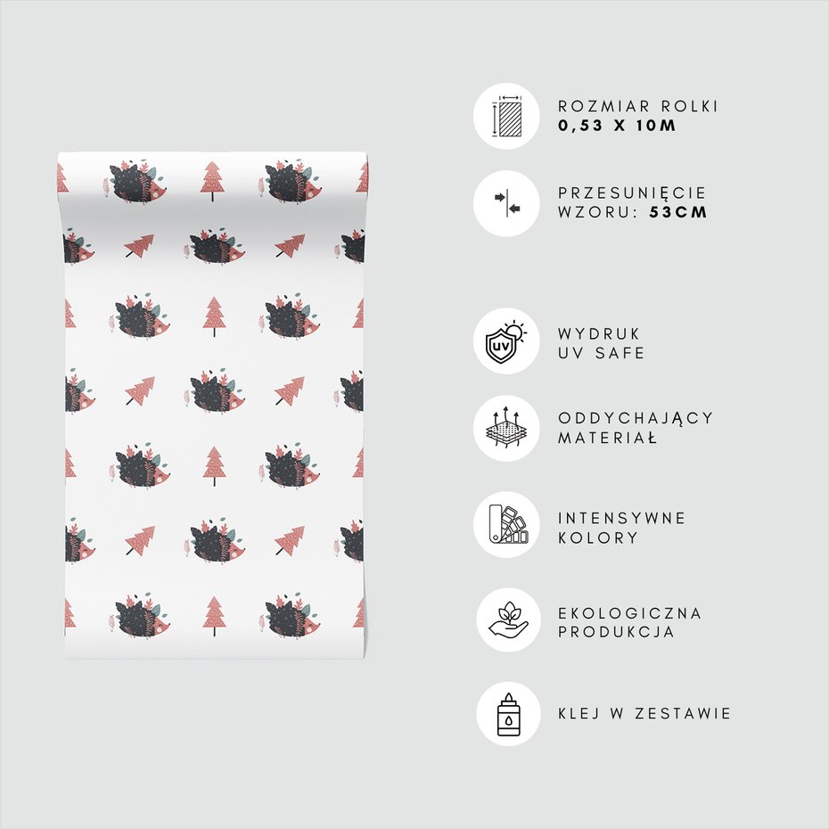 Tapeta - dziecięca, jeż, drzewo, liście