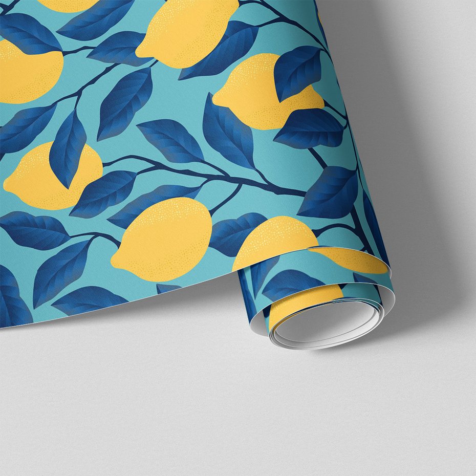 Tapeta - owoce, liście, cytryny