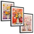 Zestaw obrazy w ramie, plakaty - kwiaty, wazon, bukiet - rama czarna