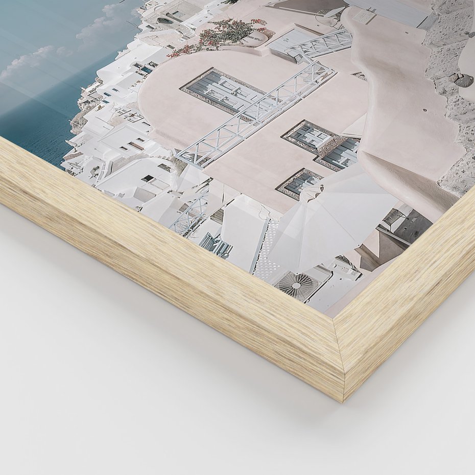 Zestaw obrazy w ramie, plakaty - architektura, morze, plaża - rama drewno