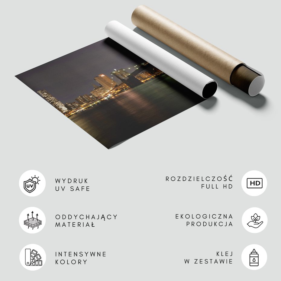 Fototapeta - miasto, most, noc