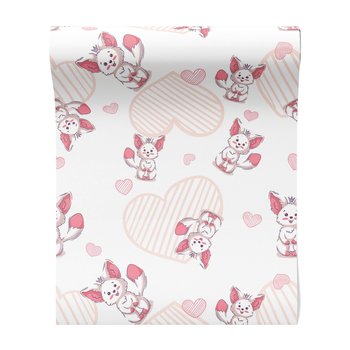 Tapeta - dziecięca, liski, serca