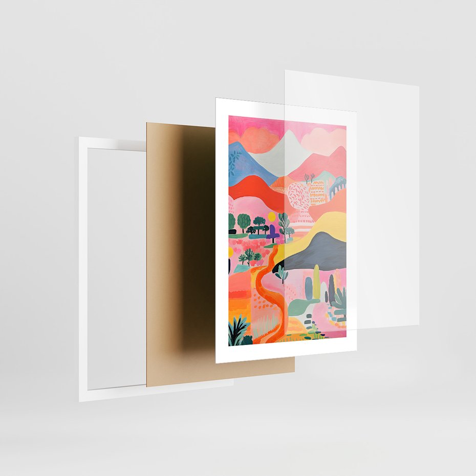 Zestaw obrazy w ramie, plakaty - góry, krajobraz, natura - rama biała