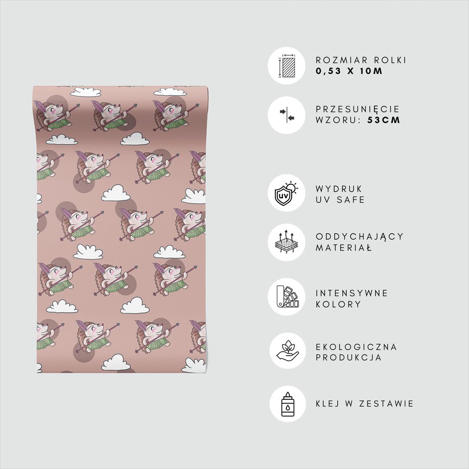 Tapeta - dziecięca, jeż, strzała, chmura