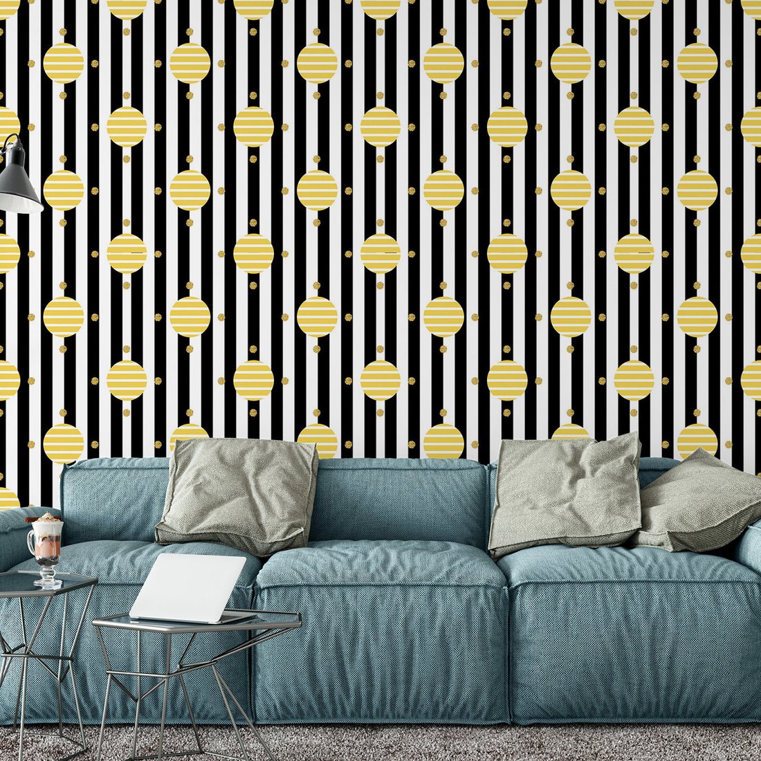 Tapeta - kropki, pasy, koła